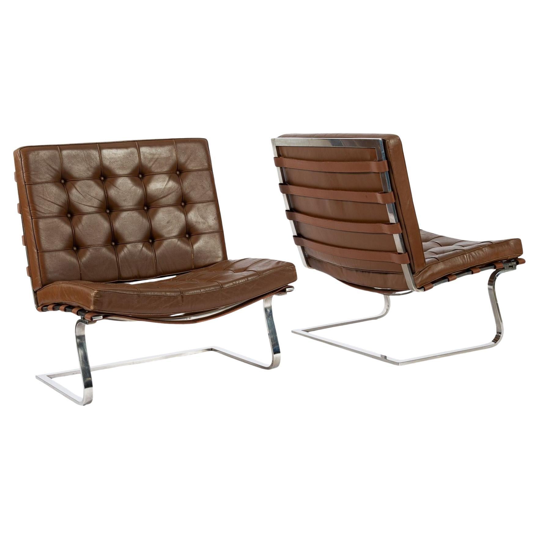 Coppia di sedie da salotto Tugendhat marrone vintage di Mies van der Rohe per Knoll anni '60