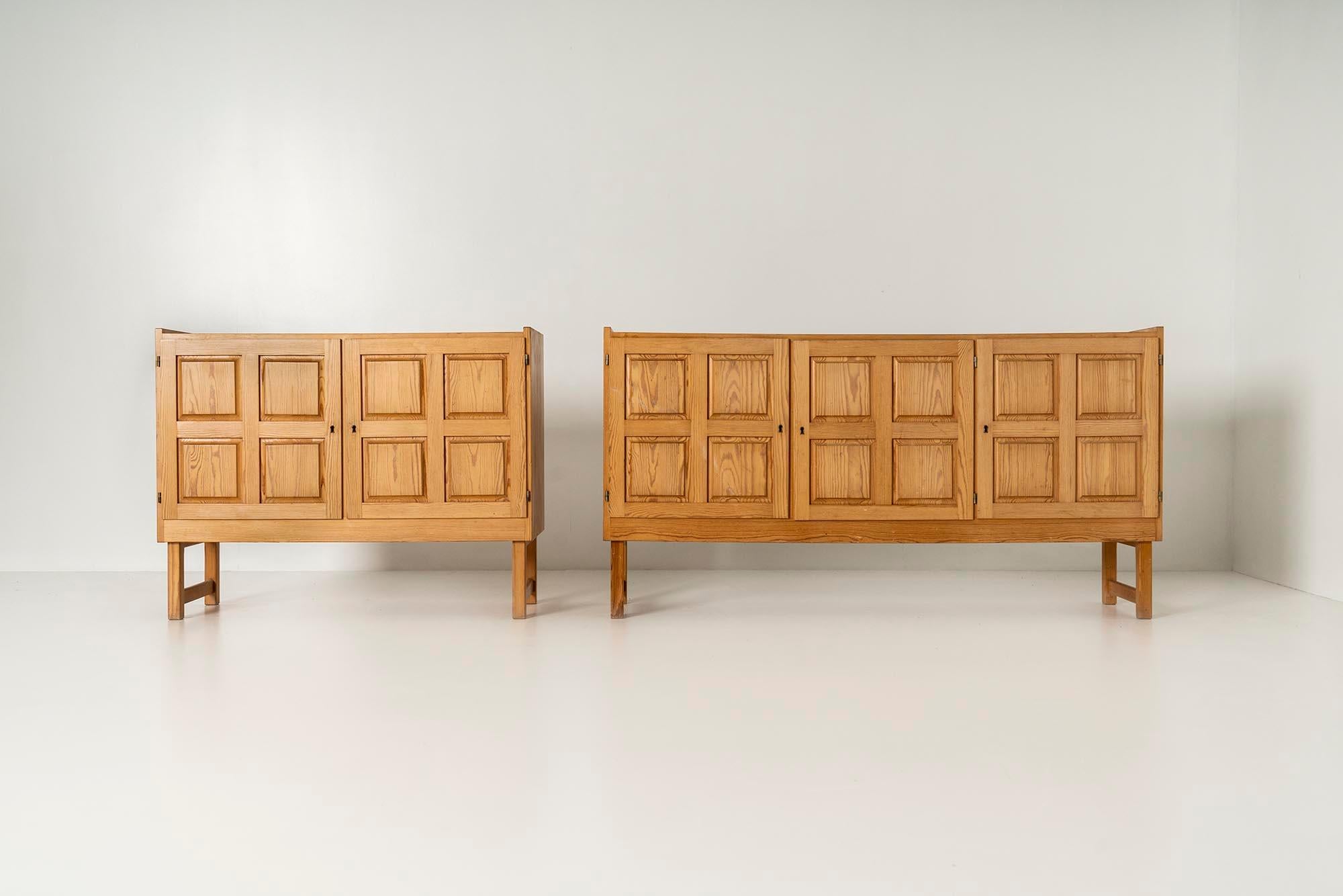 German Pair Vintage Brutalist Sideboards, 1980s