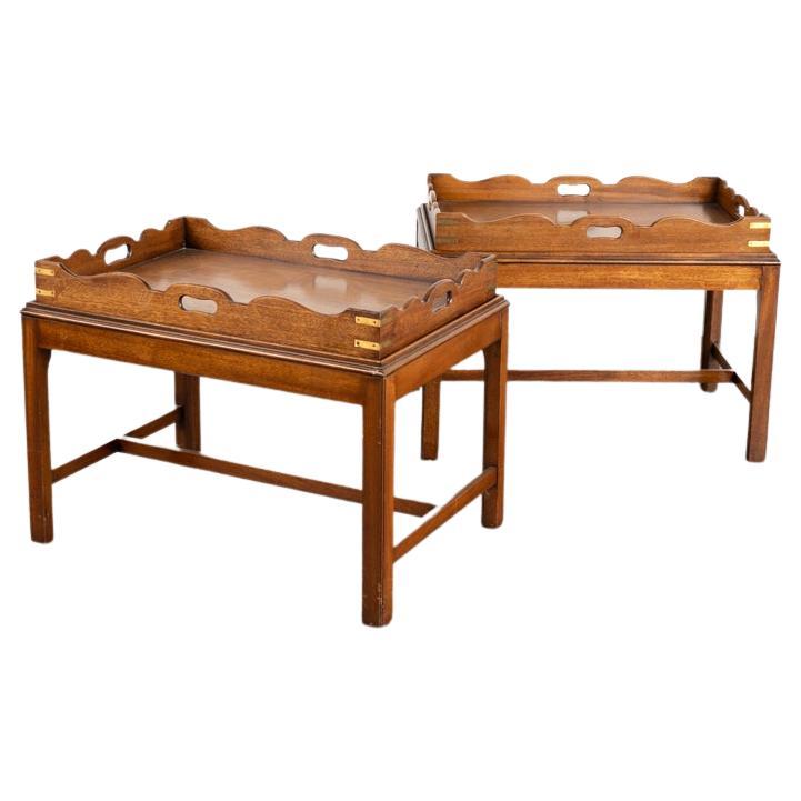 Pair, Vintage Butler's Tables with Removeable Trays from England