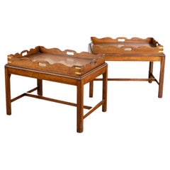 Pair, Vintage Butler's Tables with Removeable Trays from England