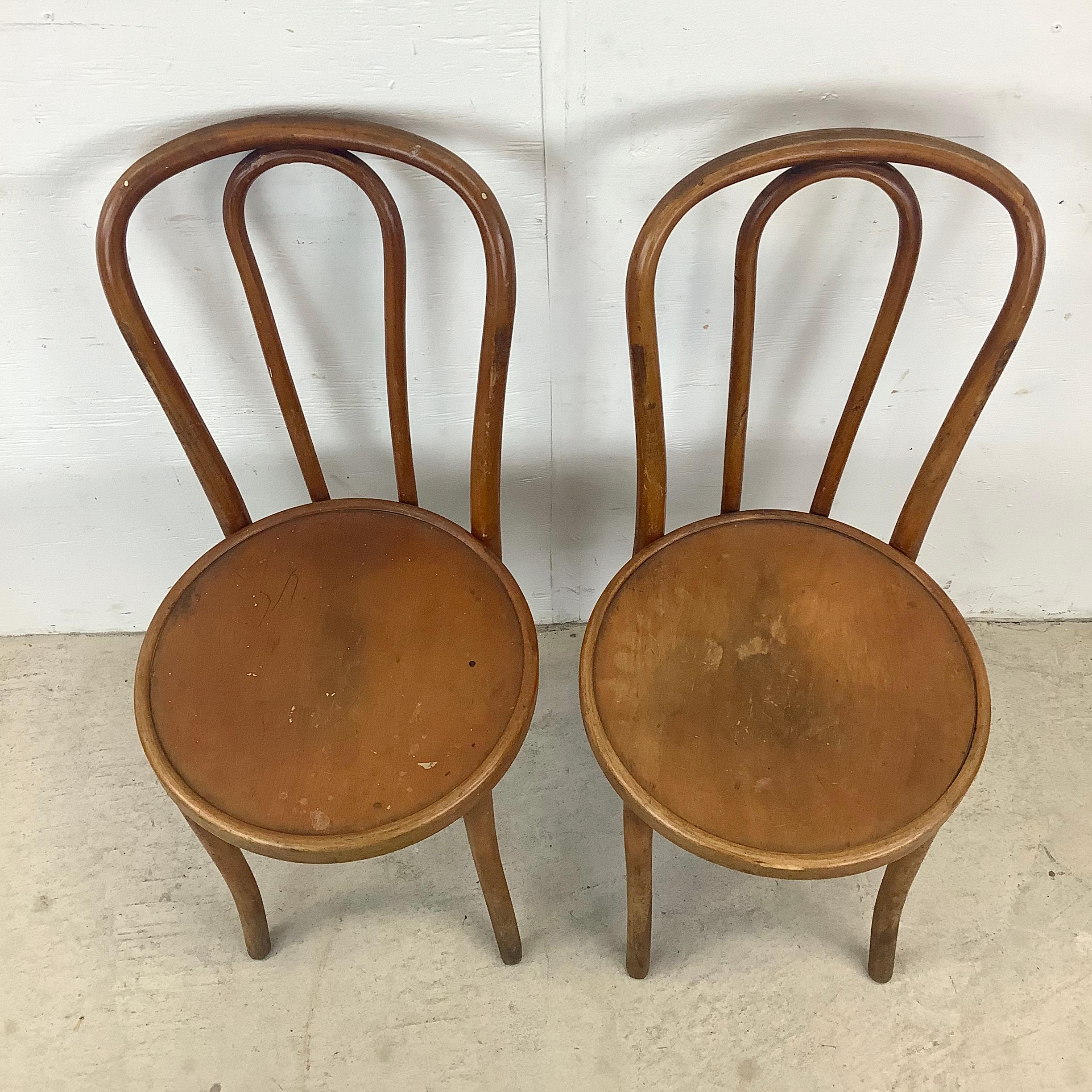 Mid-Century Modern Pair Vintage Cafe Style Dining Chairs by Thonet