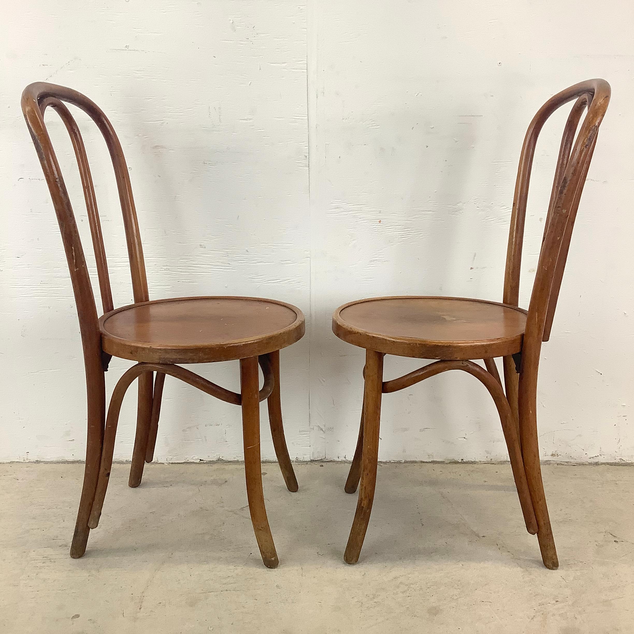 Austrian Pair Vintage Cafe Style Dining Chairs by Thonet