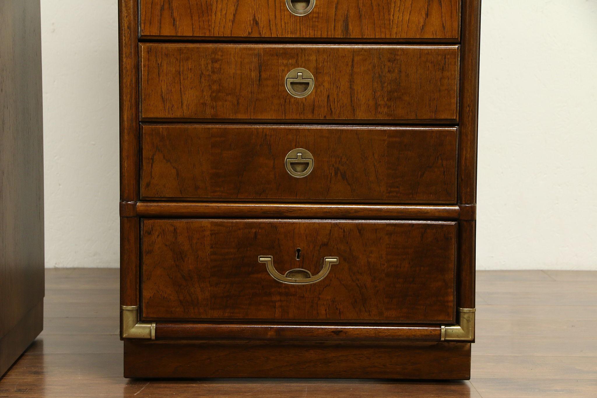 American Pair of Vintage Campaign Style Drexel Accolade II Cabinets For Sale