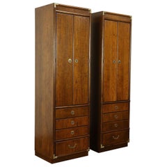 Pair of Vintage Campaign Style Drexel Accolade II Cabinets
