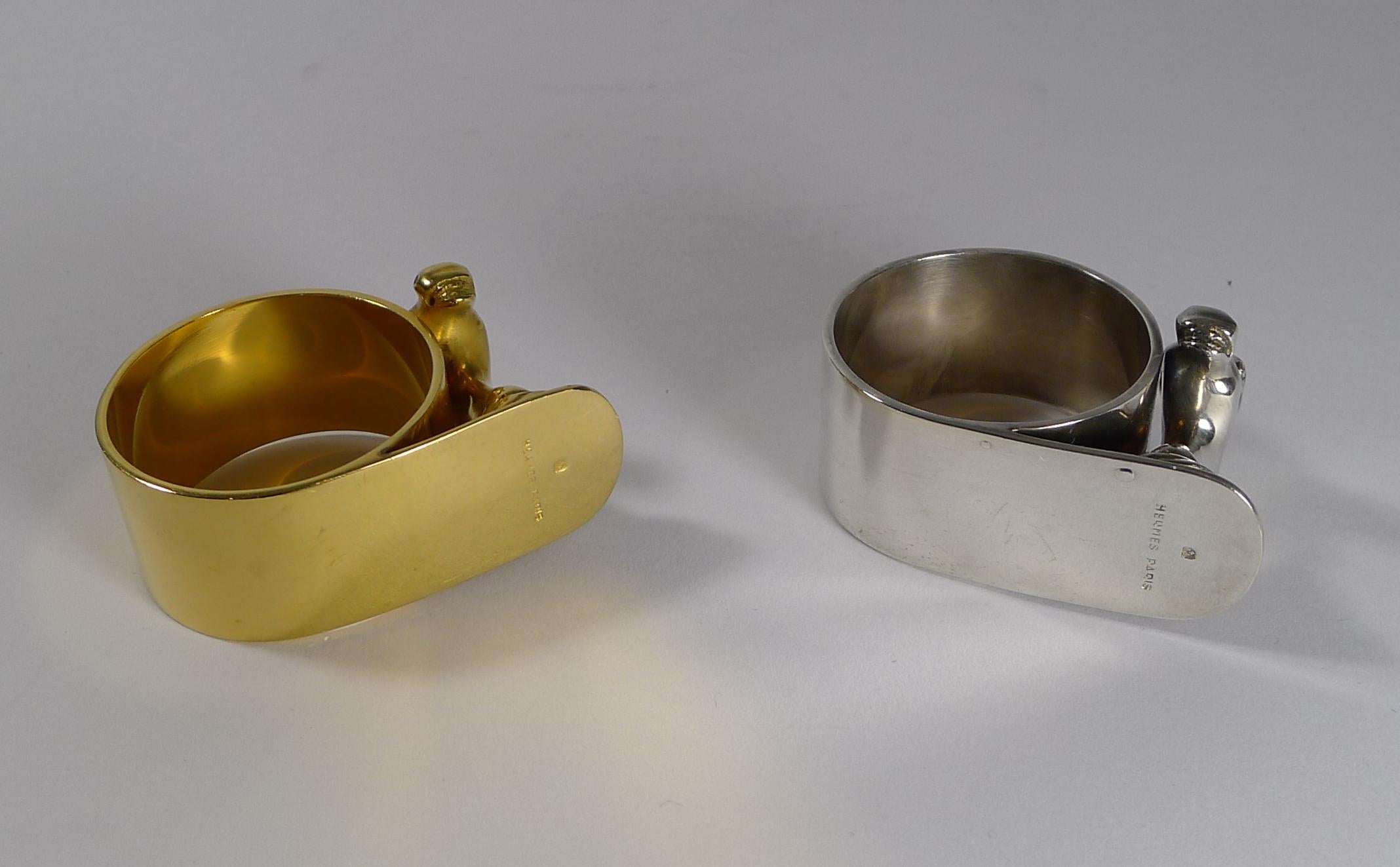 Pair of Vintage Cased Horse Head Napkin Rings by Hermes, Paris 7