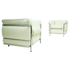 Paar Vintage Cassina Le Corbusier, Perriand und Jeanneret LC2 Ledersessel, Vintage