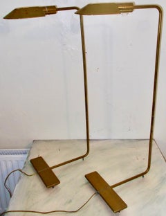 Pair Vintage Cedric Hartman 'Swivel' Brass Floor Lamps Signed/Numbered