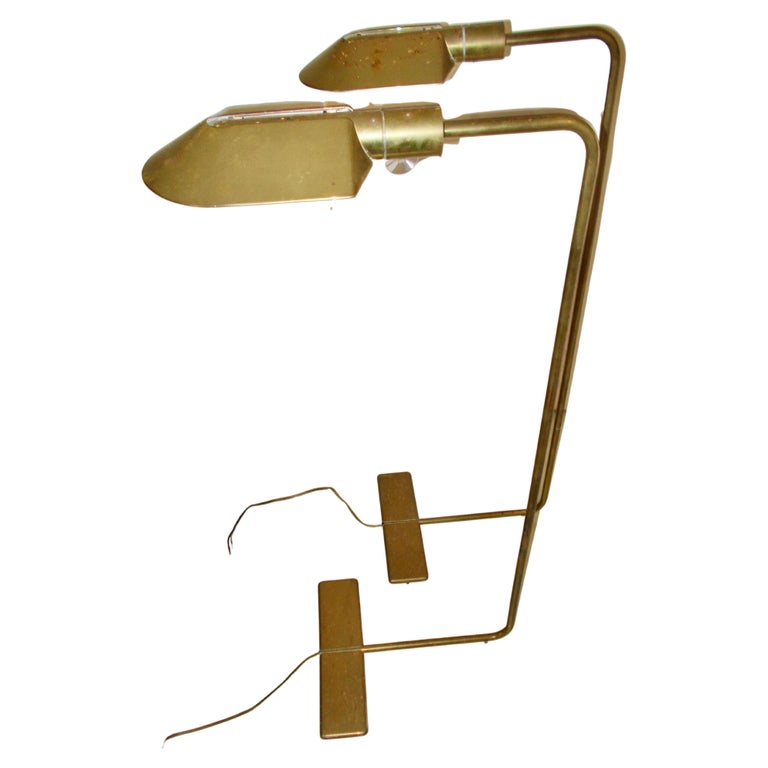 Pair Vintage Cedric Hartman 'Swivel' Brass Floor Lamps Signed/Numbered For Sale