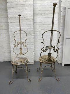 Pair Vintage Cello Form Garden Chairs