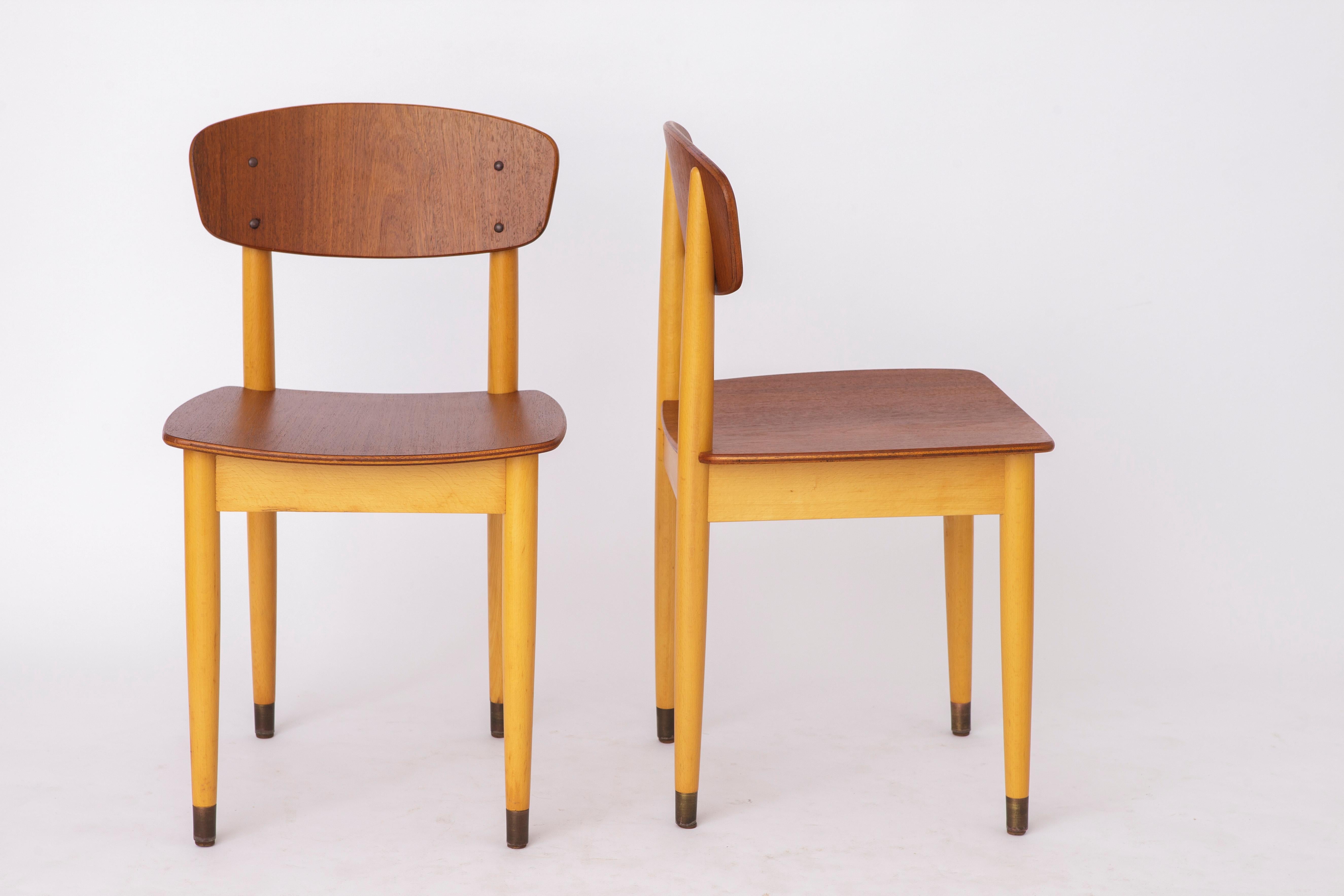 Mid-Century Modern Pair vintage chairs 1960s, teak, mid century, 2 of 4 For Sale