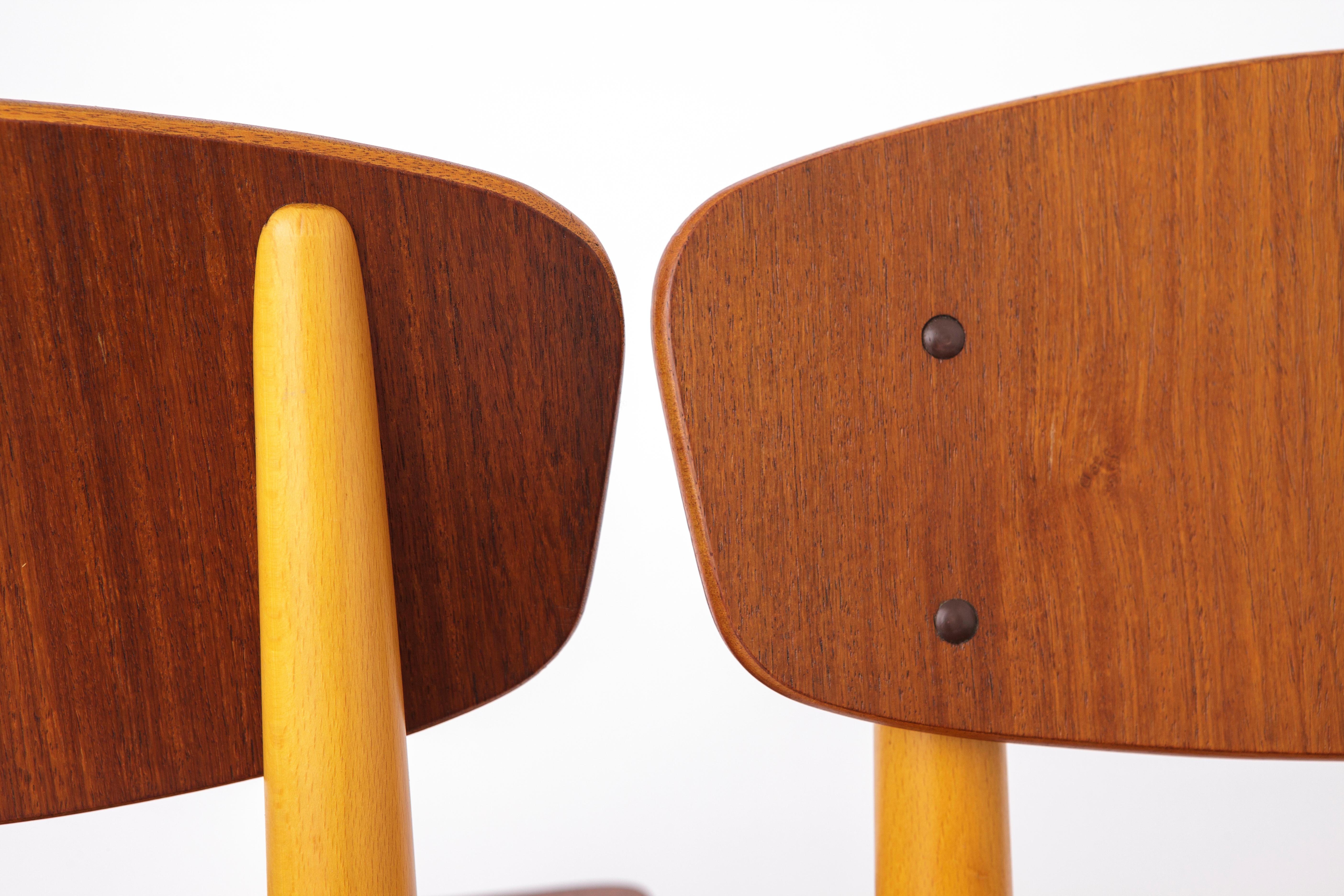 Pair vintage chairs 1960s, teak, mid century, 2 of 4 In Excellent Condition For Sale In Hannover, DE