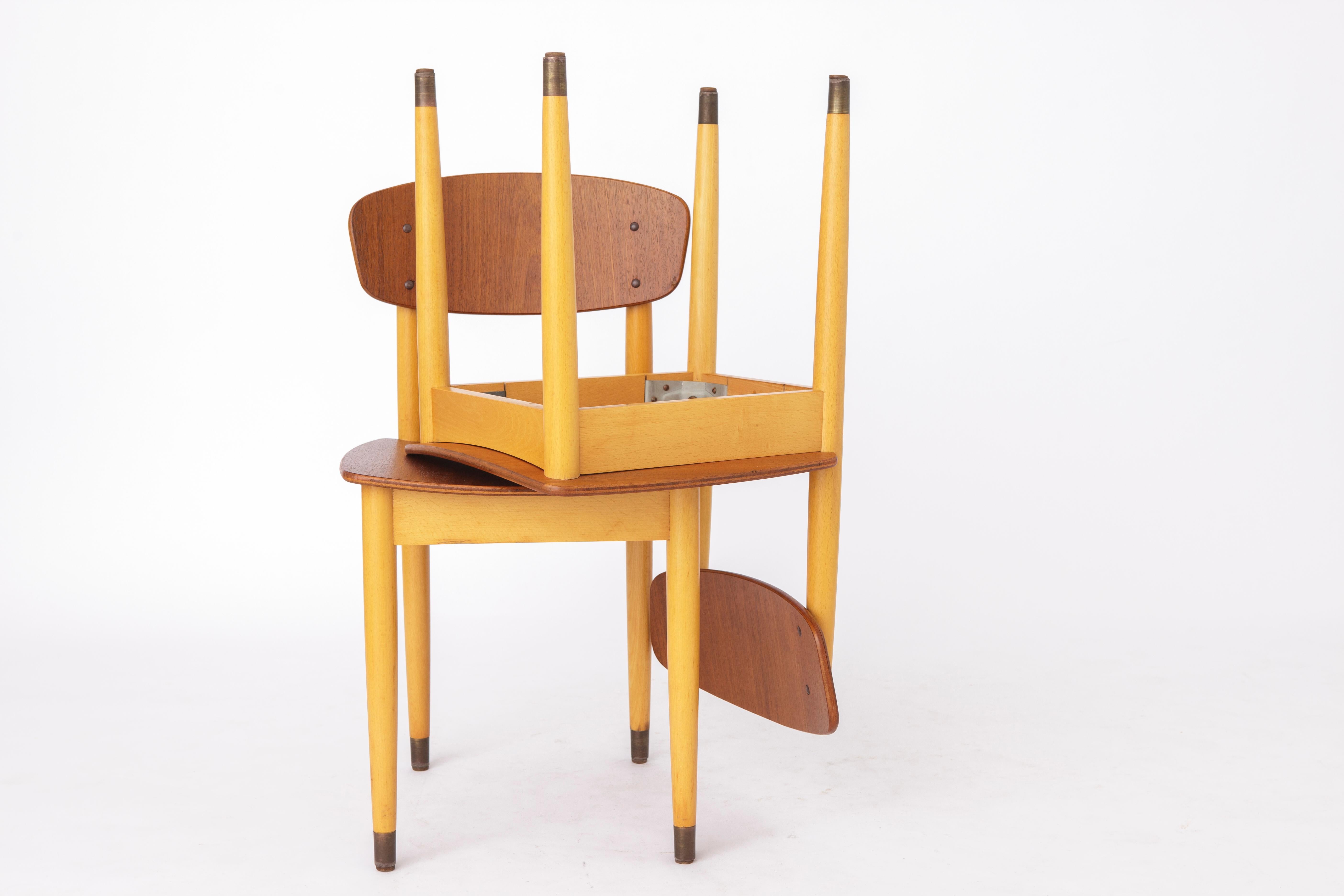 Paar Vintage-Stühle, 1960er Jahre, Teakholz, Mitte des Jahrhunderts, 2 von 4 im Angebot 1