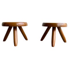Paar Vintage Charlotte Perriand 'Berger' Niedrige Hocker, 1950er Jahre