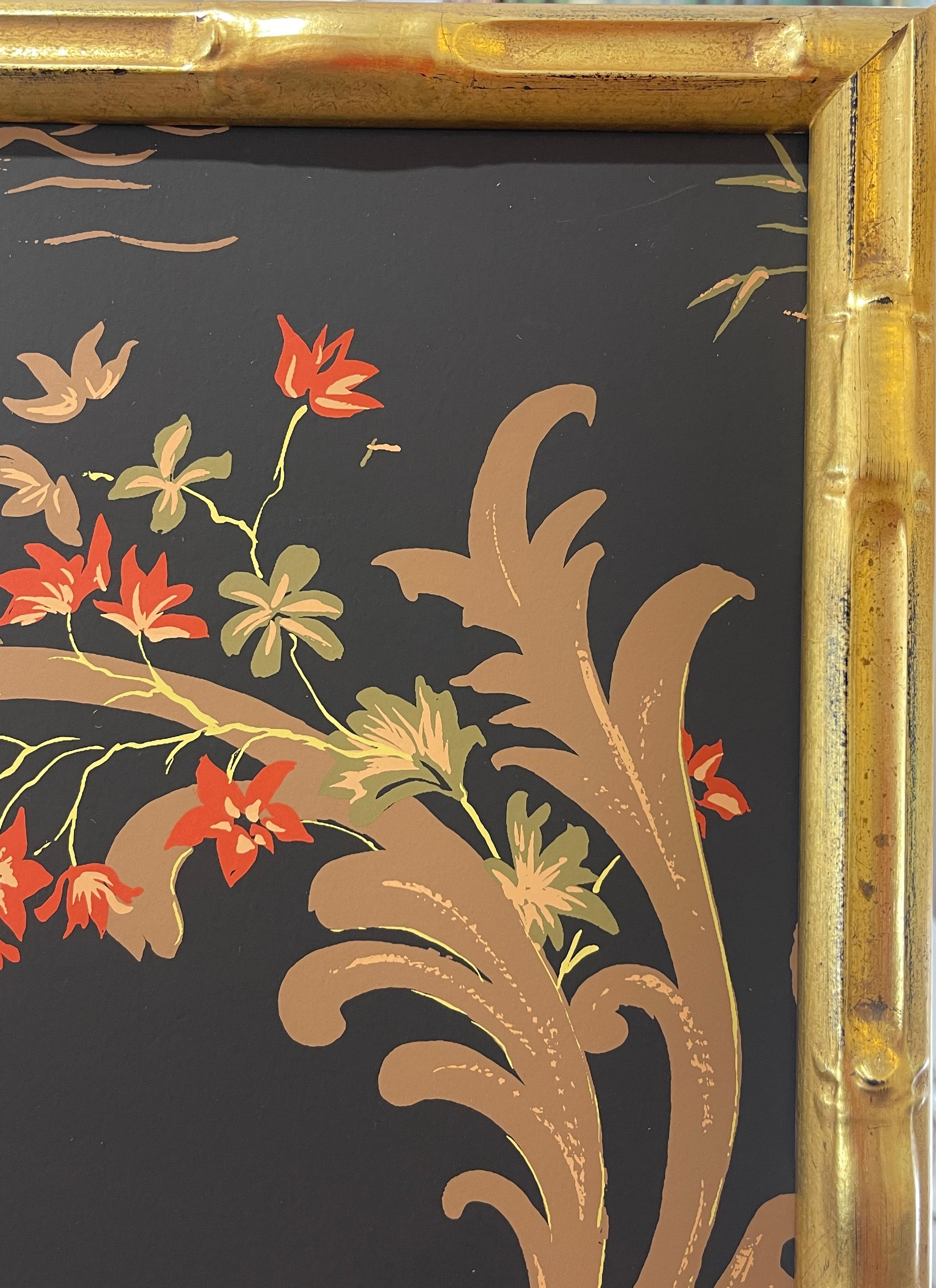 Paar gerahmte Chinoiserie-Tapeteteppiche im Vintage-Stil, von Philip Graf Inc, 1950er Jahre im Angebot 5