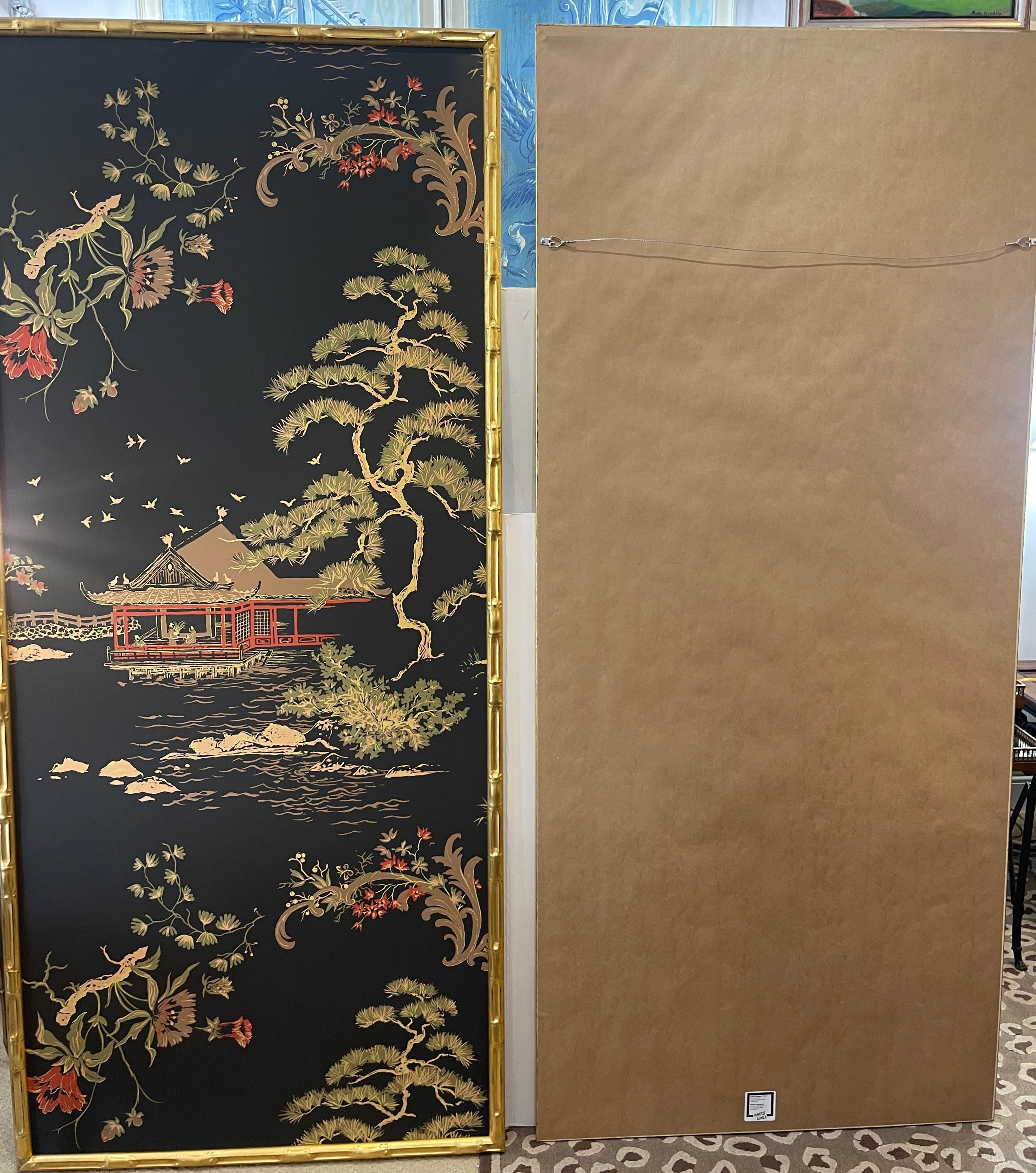 Paar gerahmte Chinoiserie-Tapeteteppiche im Vintage-Stil, von Philip Graf Inc, 1950er Jahre im Angebot 10