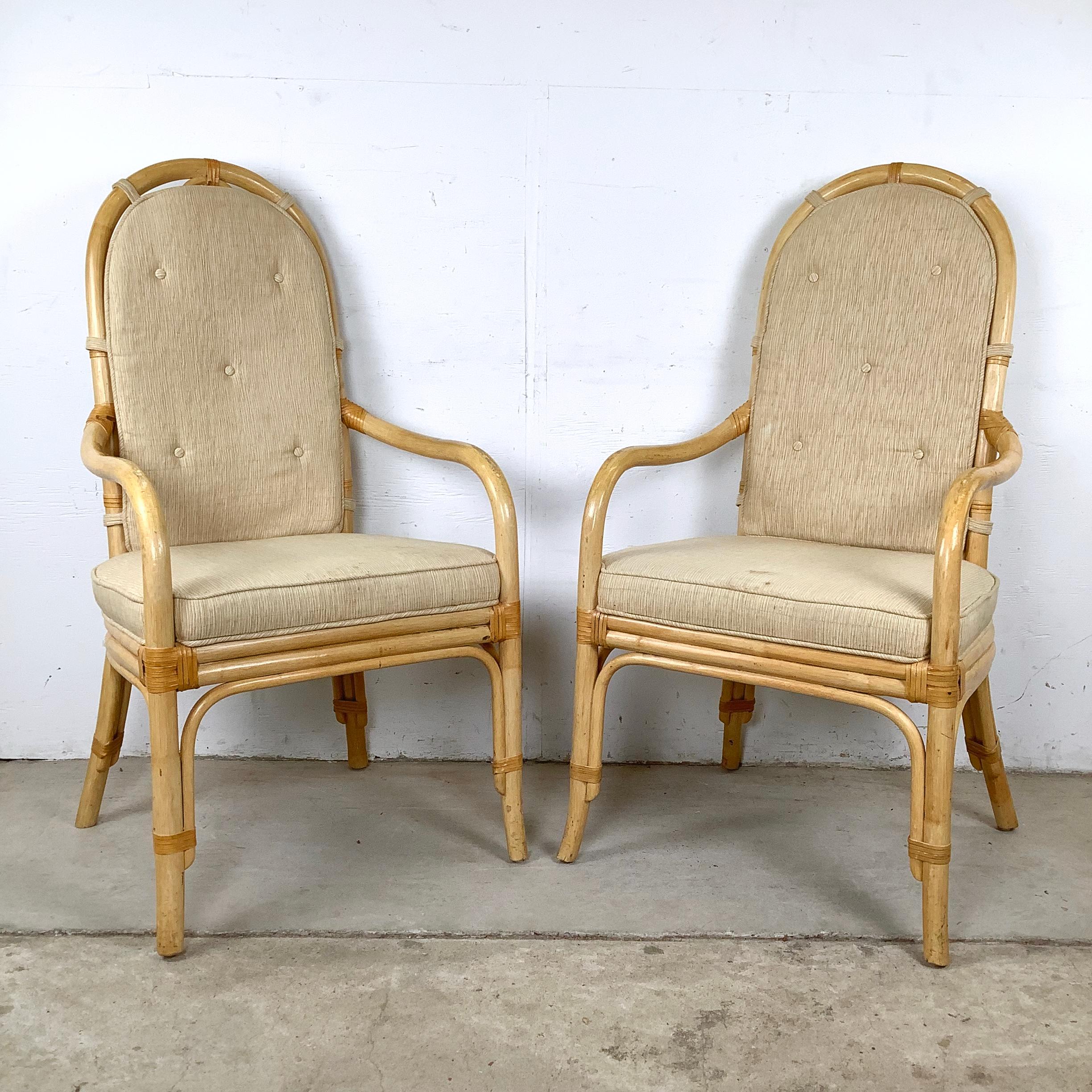 Paire de fauteuils Vintage By en bambou à dossier haut par Henredon en vente 8