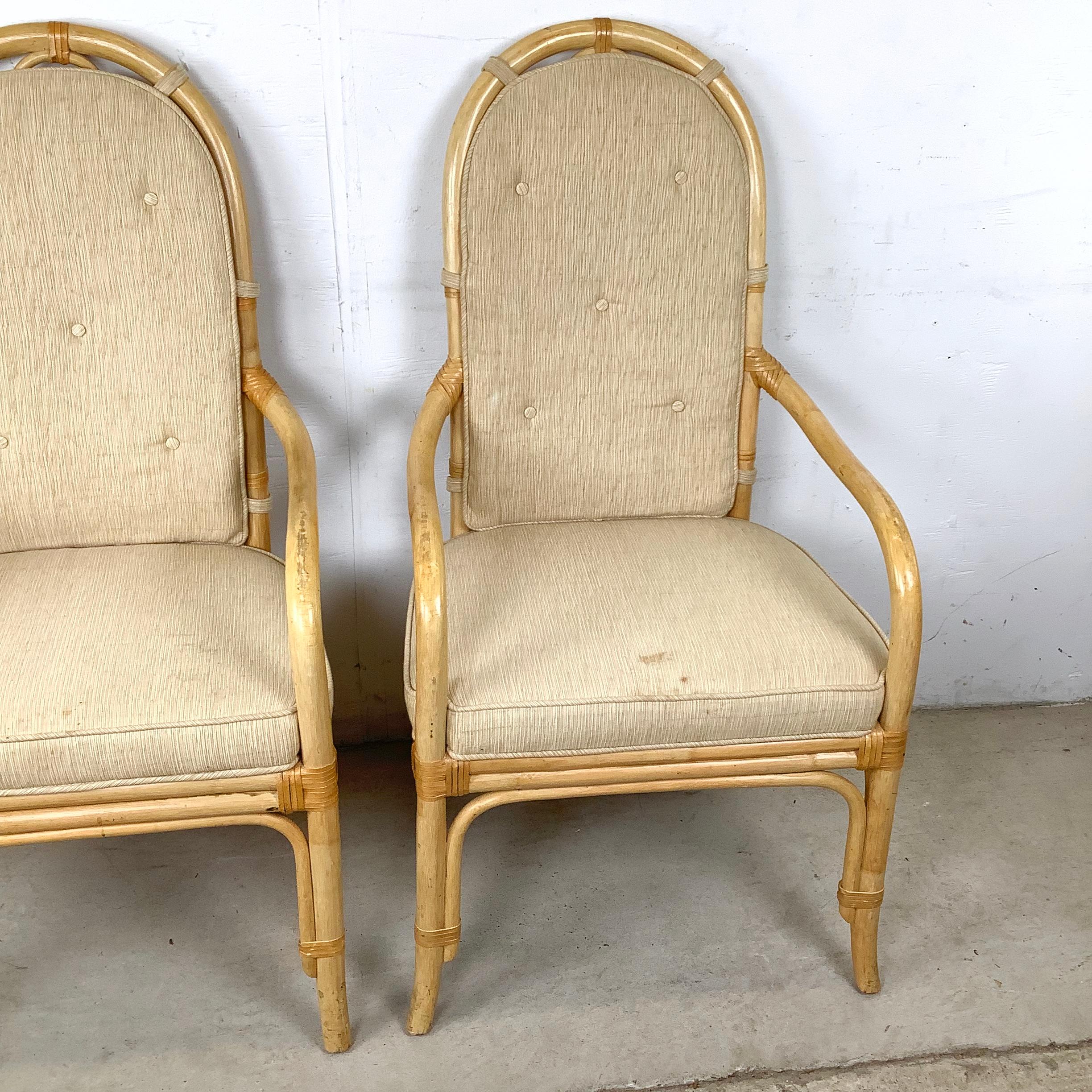 Américain Paire de fauteuils Vintage By en bambou à dossier haut par Henredon en vente