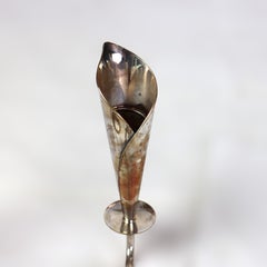 Pair Vintage Danish Modern Silver Plate Lily Form Candelabras, Denmark, C1950