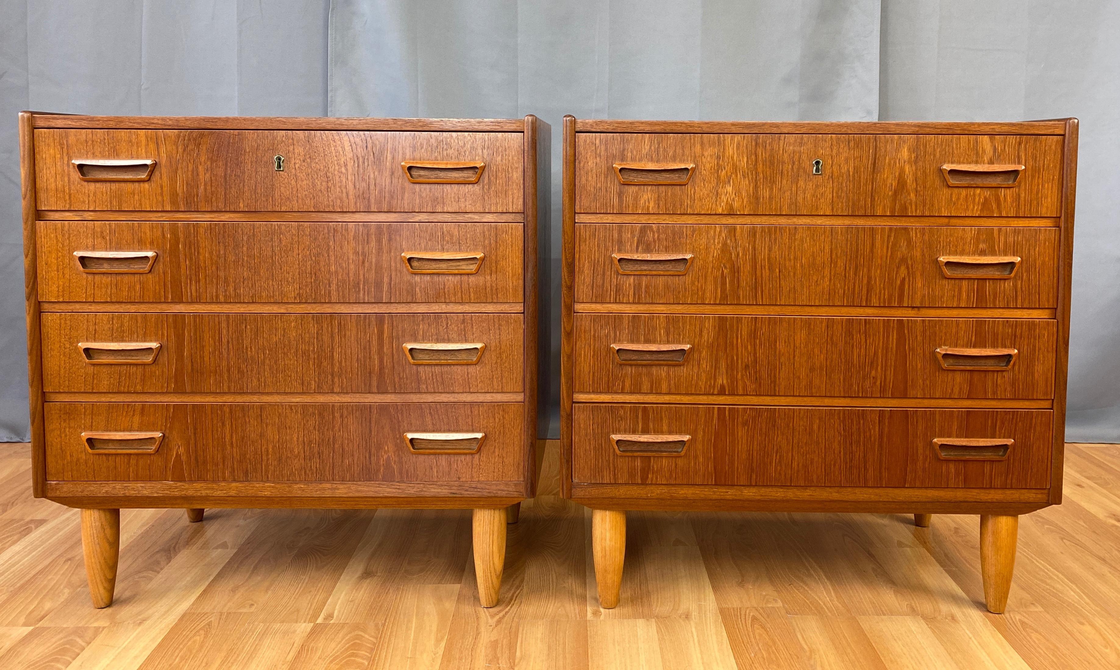 Scandinavian Modern Pair of Vintage Danish Modern Teak Dressers or Nightstands by Dyrlund