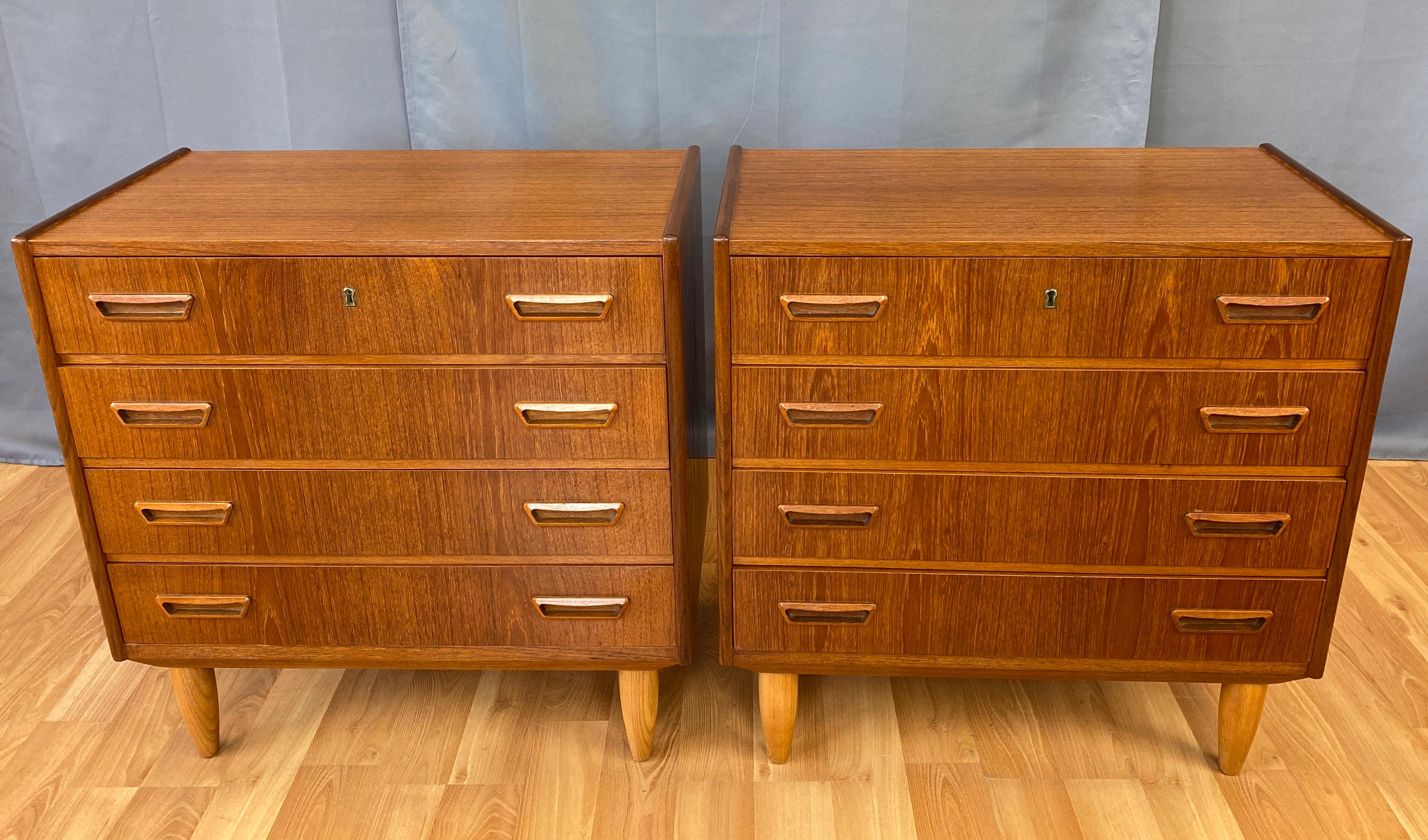 Pair of Vintage Danish Modern Teak Dressers or Nightstands by Dyrlund In Good Condition In San Francisco, CA