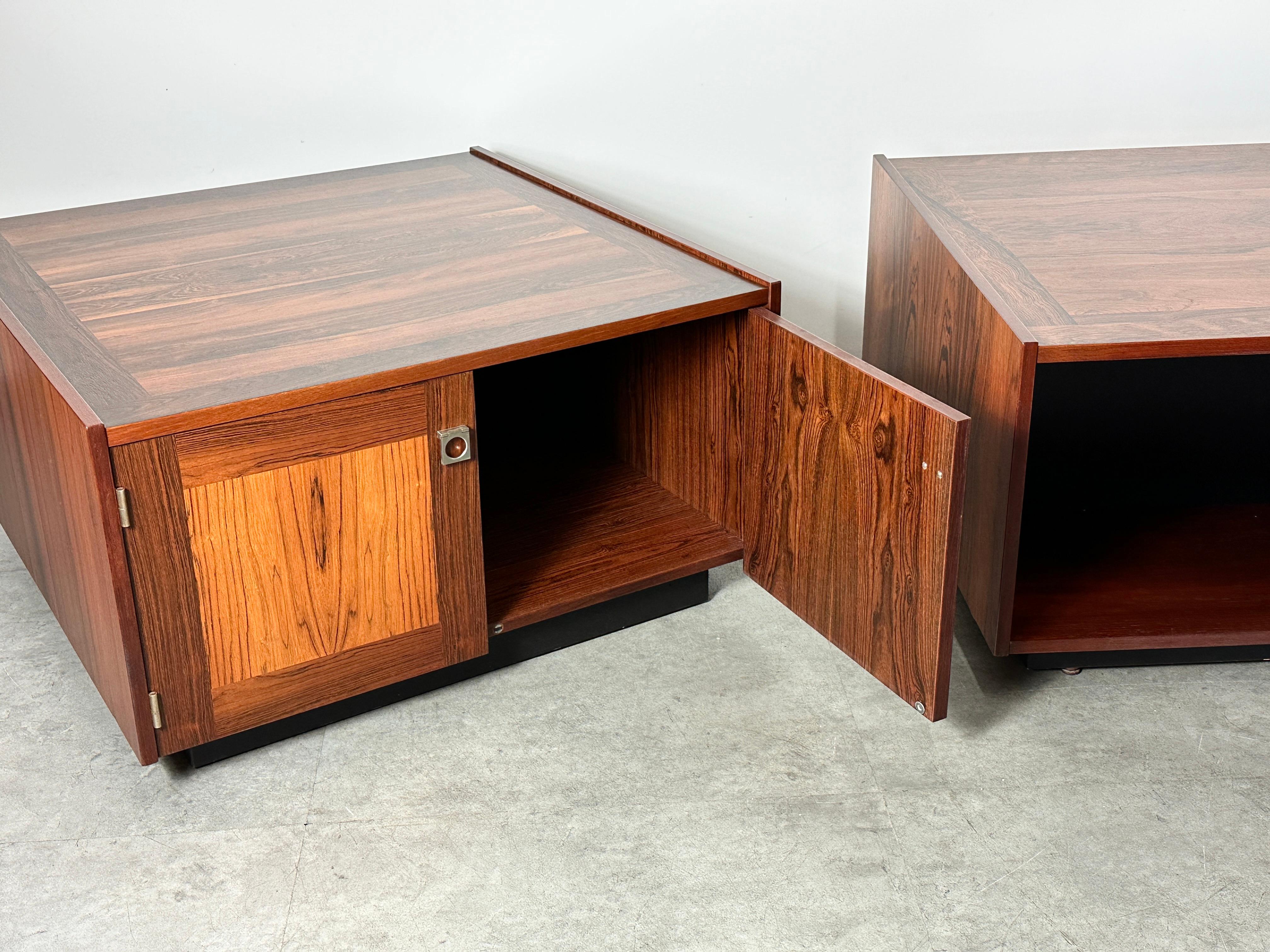 Pair Vintage Danish Rosewood nightstands side tables Johannes Sorth Bornholm  For Sale 7