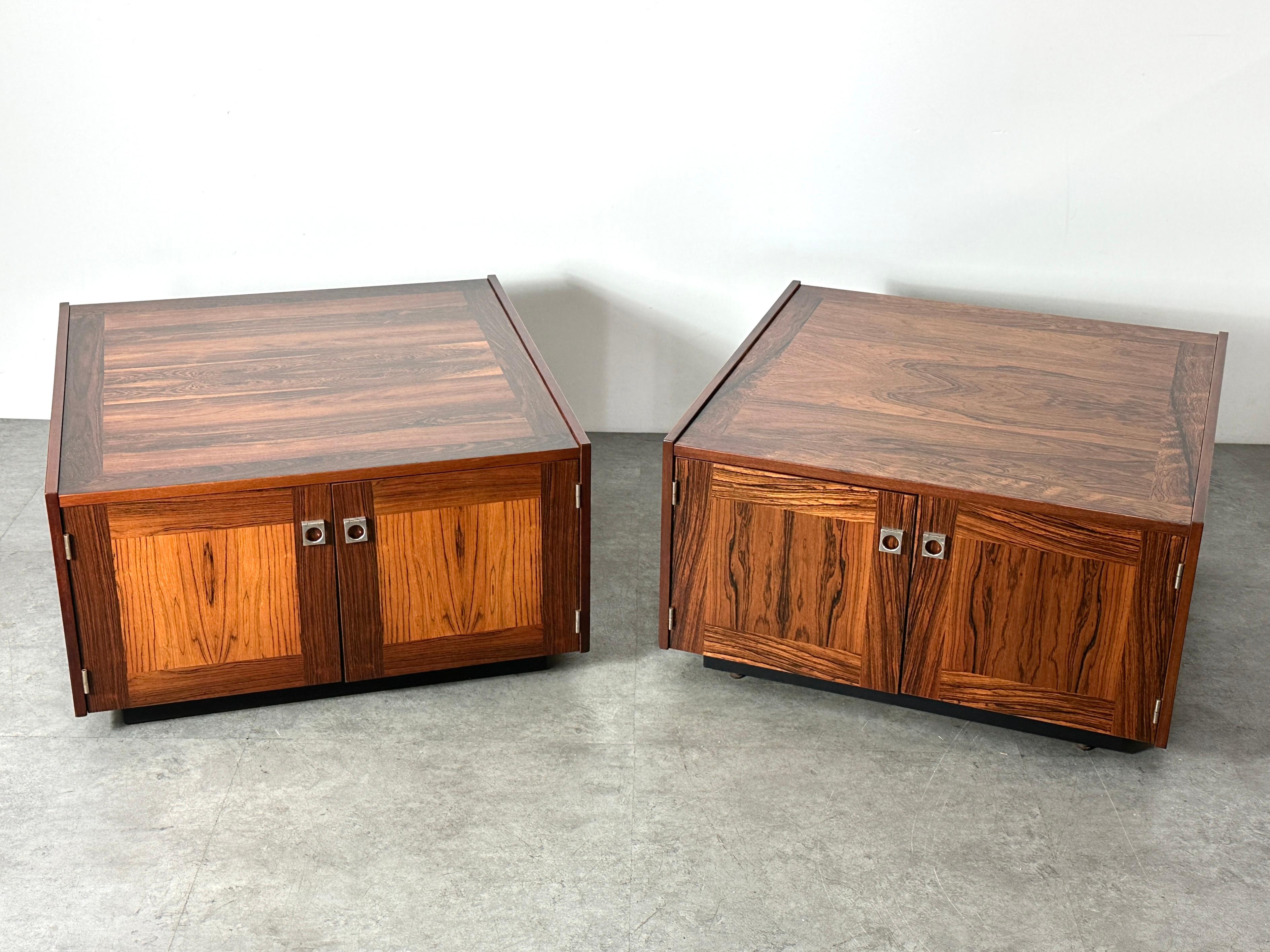 Mid-Century Modern Pair Vintage Danish Rosewood nightstands side tables Johannes Sorth Bornholm  For Sale