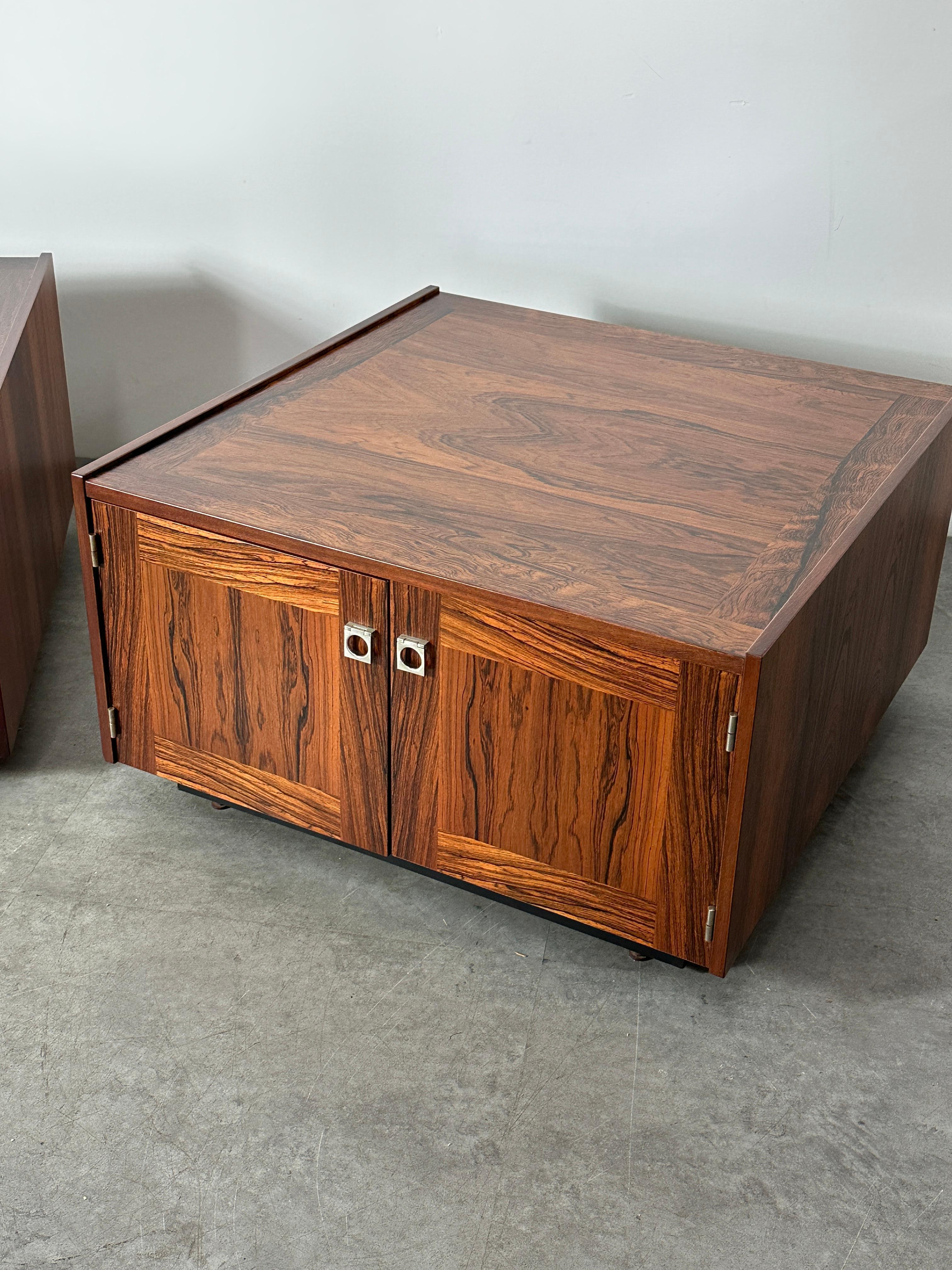 Pair Vintage Danish Rosewood nightstands side tables Johannes Sorth Bornholm  In Good Condition For Sale In Ann Arbor, MI