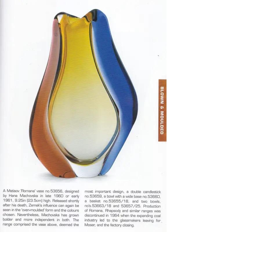 Pair Vintage Design Art Glass Vase Hana Machovska, 1960s Mstisov Glasswork Czech For Sale 9