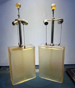 Pair Vintage Donghia Increspato Murano Glass Table Lamps