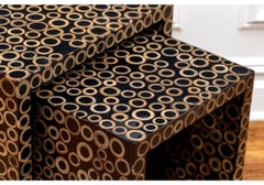 Pair Vintage Ebonized & Bamboo Inlaid Nesting Tables Attrib. to R & Y Augousti