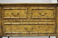 Pair of Vintage English Campaign Style Faux Bamboo Nightstands Low Chests, Irwin
