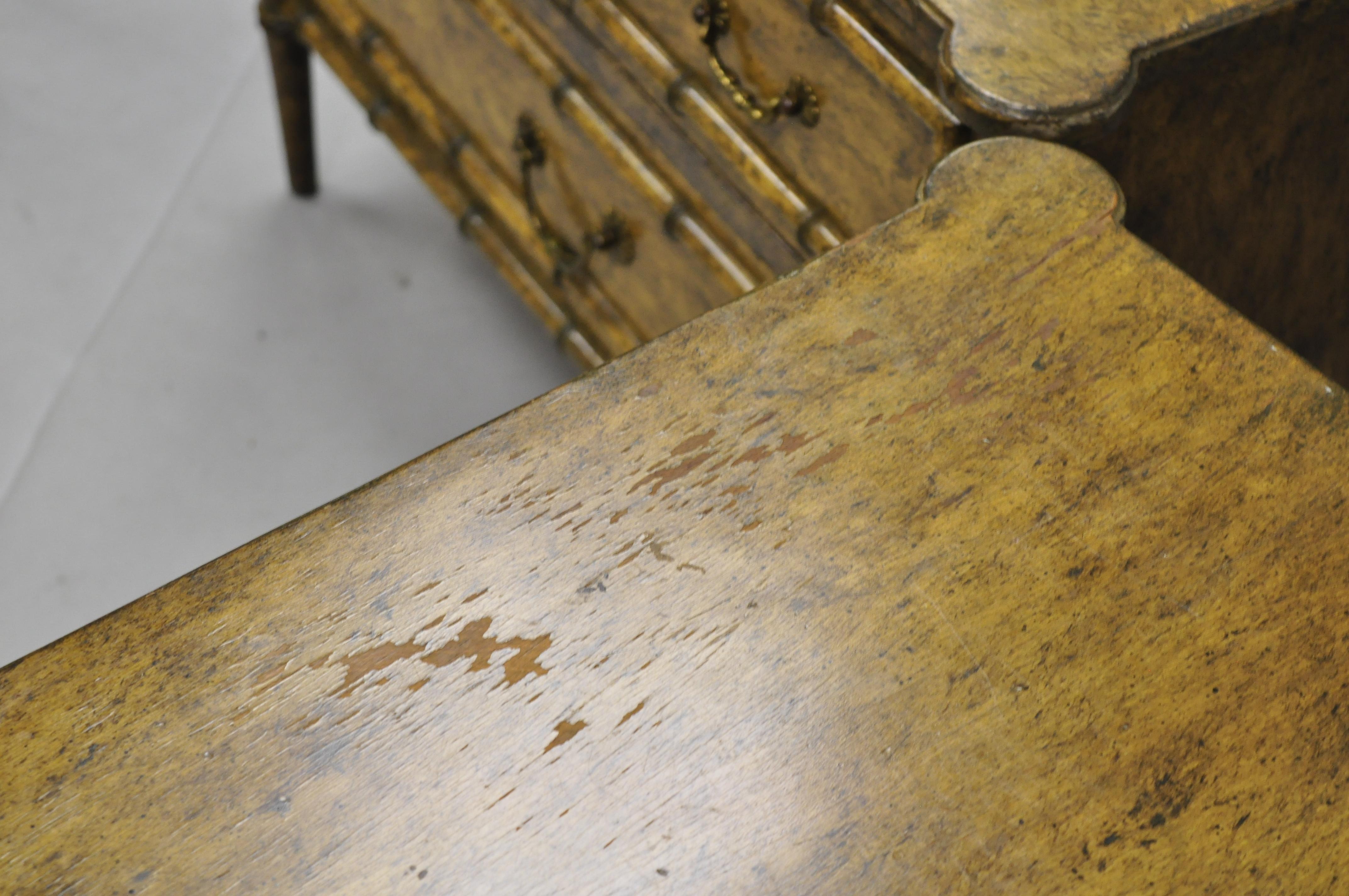 Pair of Vintage English Campaign Style Faux Bamboo Nightstands Low Chests, Irwin In Good Condition In Philadelphia, PA