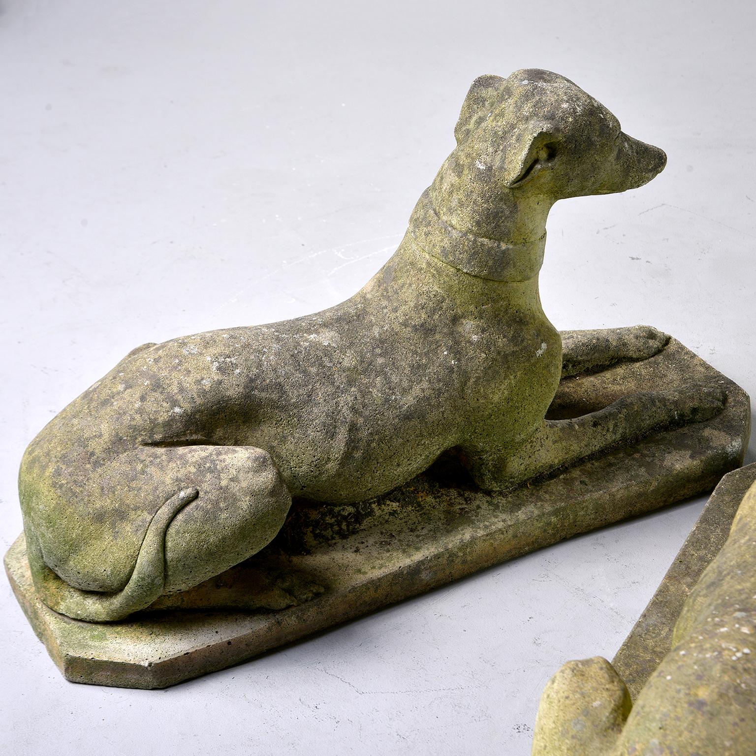 Pair of Vintage English Stone Garden Whippets 5
