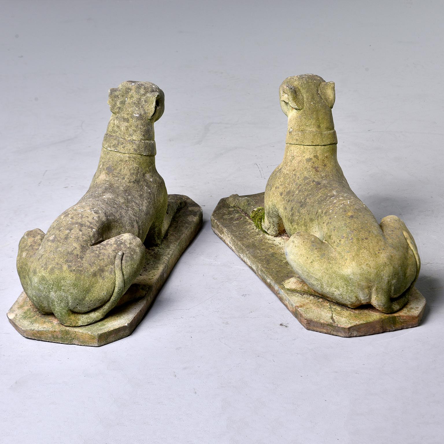 Pair of Vintage English Stone Garden Whippets In Good Condition In Troy, MI