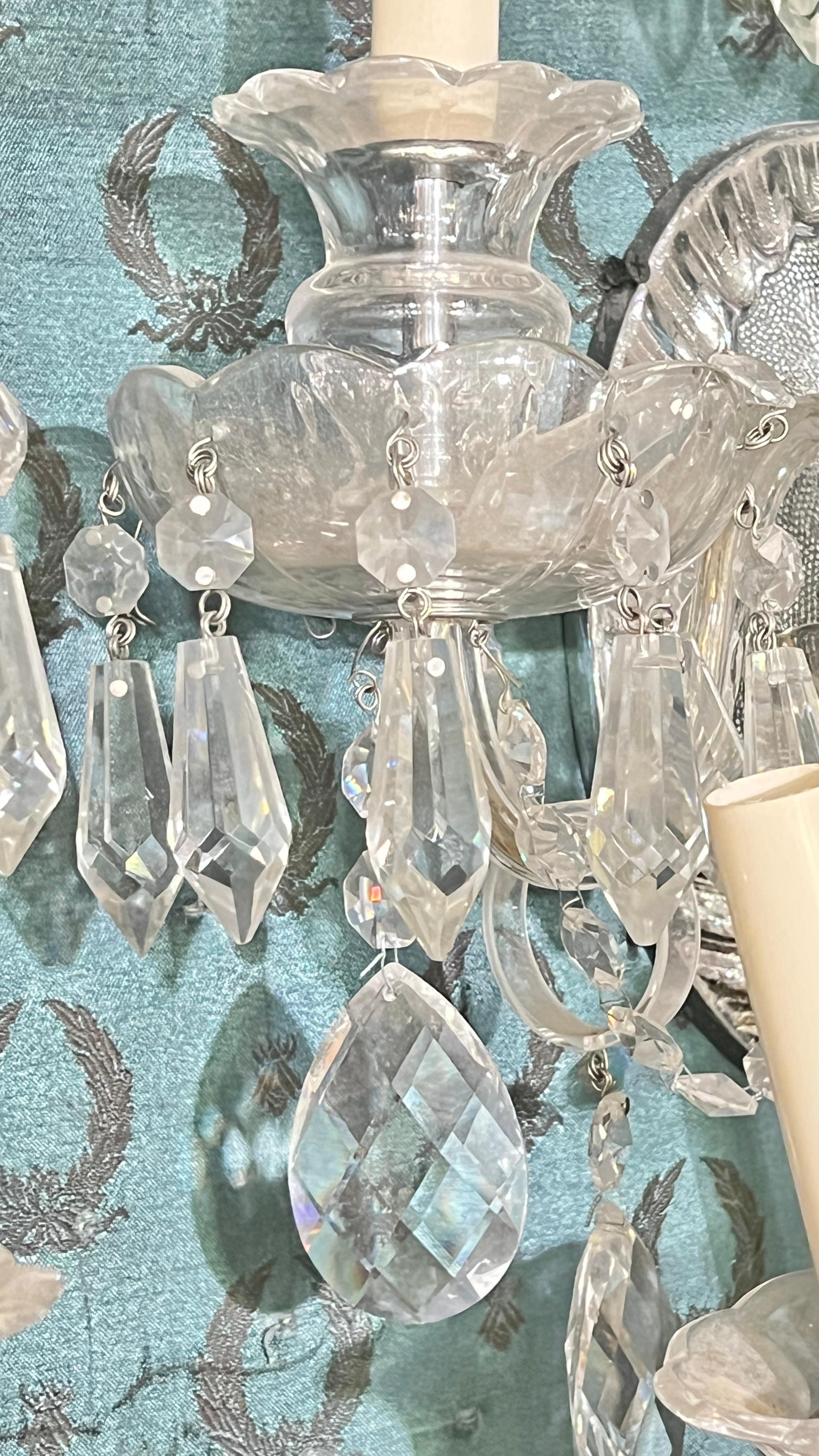 Métal Paire d'appliques/lampe murale à 6 lumières en verre taillé de style anglais victorien en vente