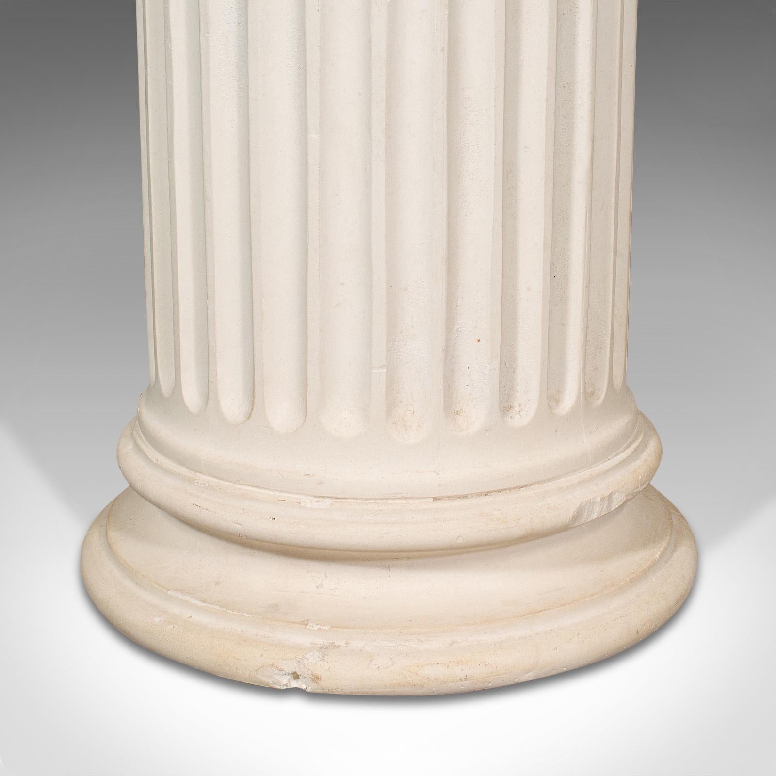 20th Century Pair, Vintage Fluted Display Pillars, English, Plaster, Jardiniere Planter Stand For Sale