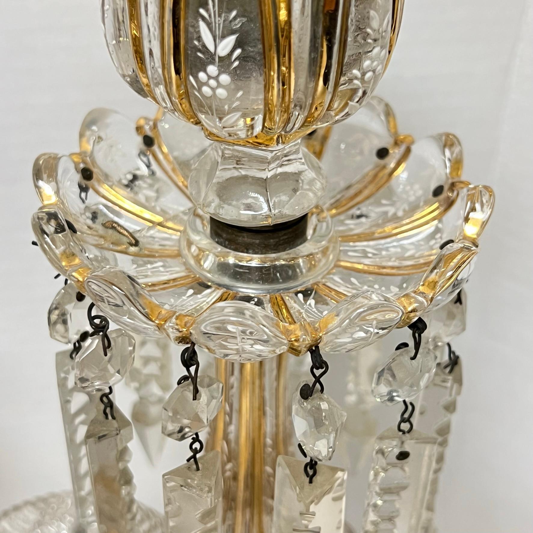 Pair Vintage French 3-Light Gilt Molded Glass Candelabra For Sale 11