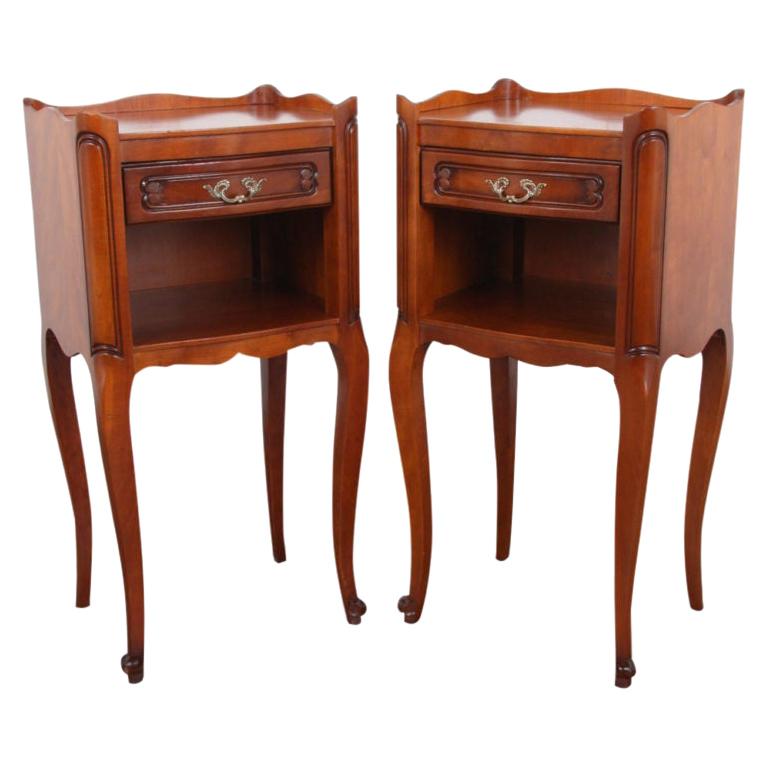 Pair of Vintage French Cherry Nightstands at 1stDibs