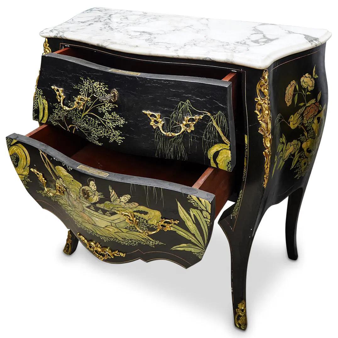 Marmo Coppia di cassettoni / comò / commodes francesi d'epoca con piano in marmo in vendita