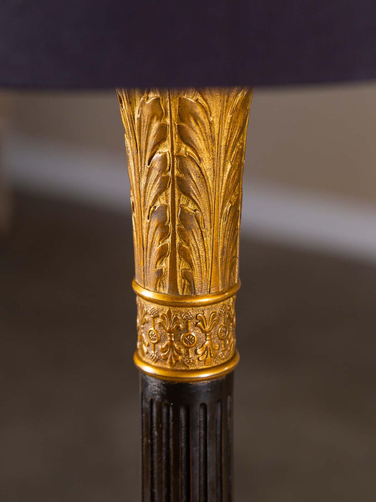 2 Vintage French Neoclassical Bronze Gilt Bronze Column Floor Lamps, circa 1910 In Good Condition For Sale In Houston, TX
