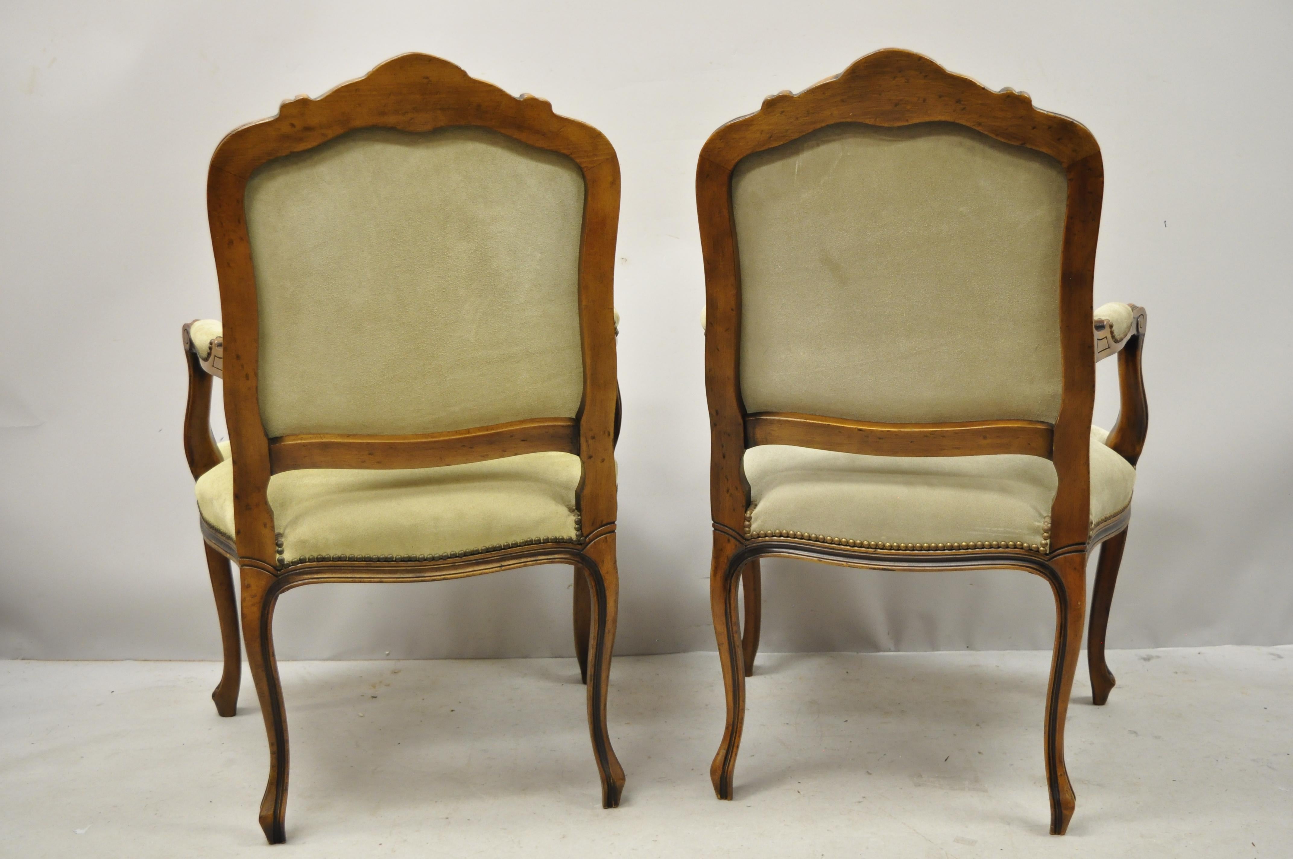 Vintage French Provincial Louis XV Style Italian Armchairs by Chateau D'ax, Pair 4