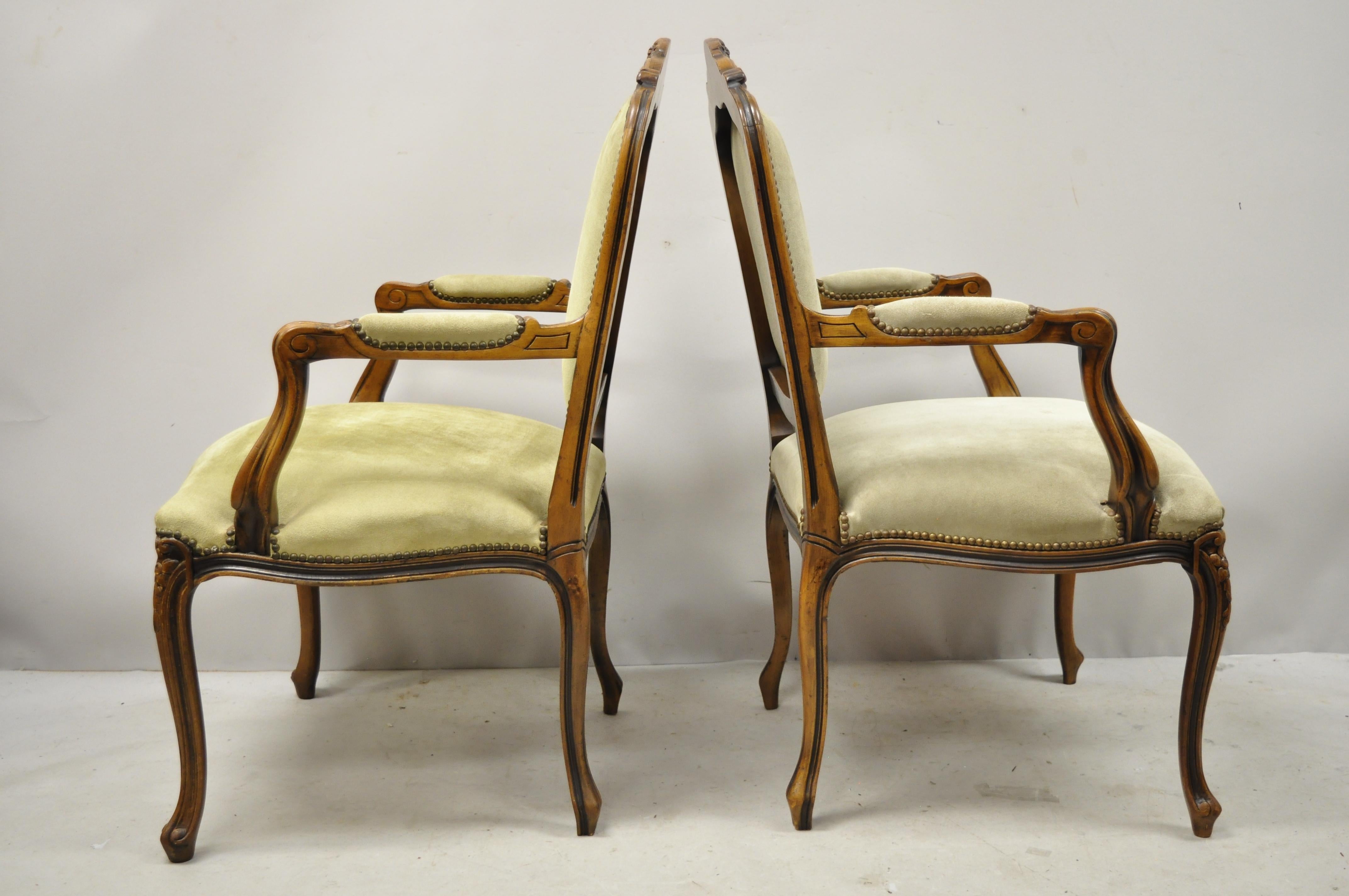 Vintage French Provincial Louis XV Style Italian Armchairs by Chateau D'ax, Pair 5