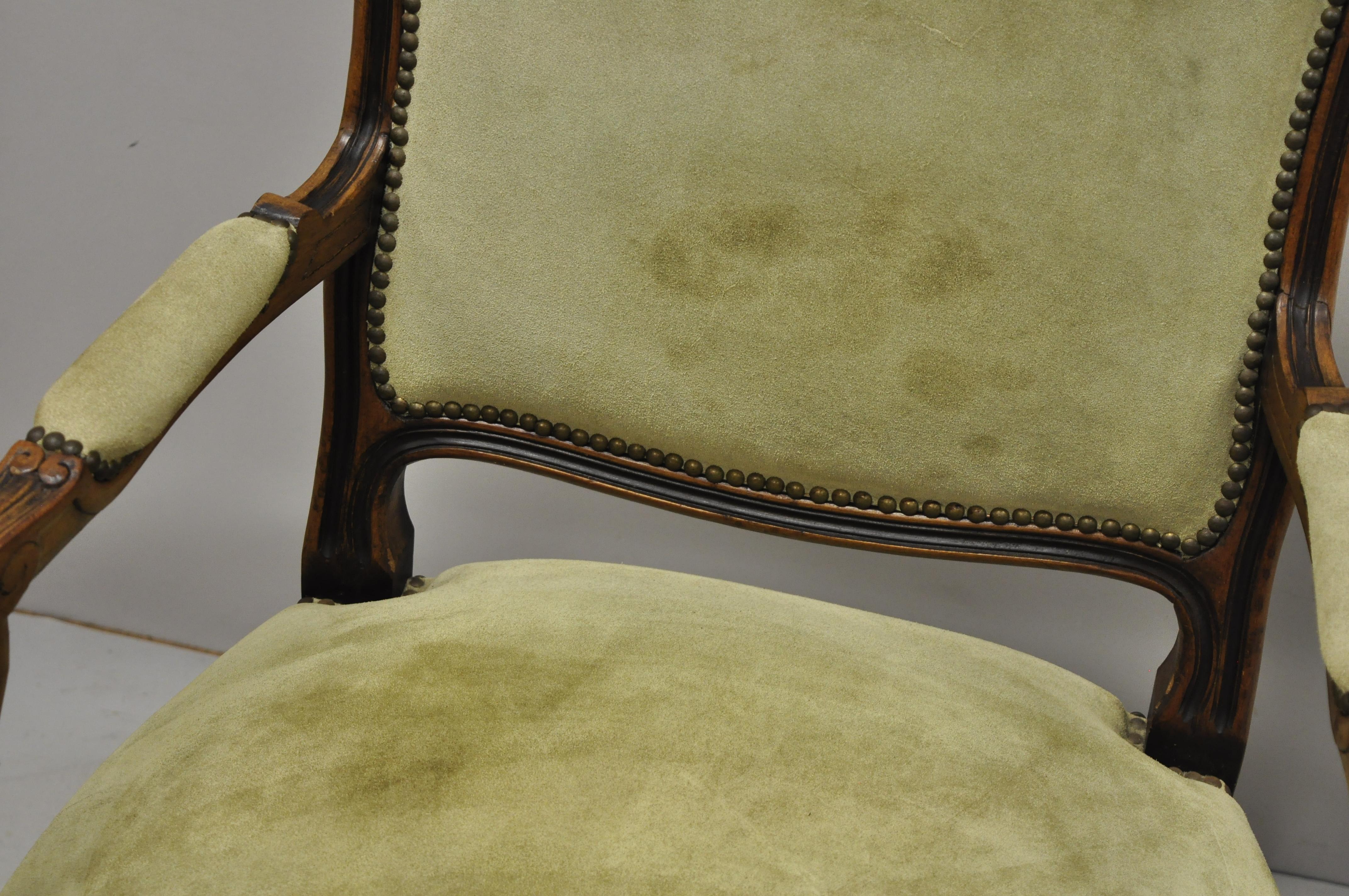 Vintage French Provincial Louis XV Style Italian Armchairs by Chateau D'ax, Pair 1