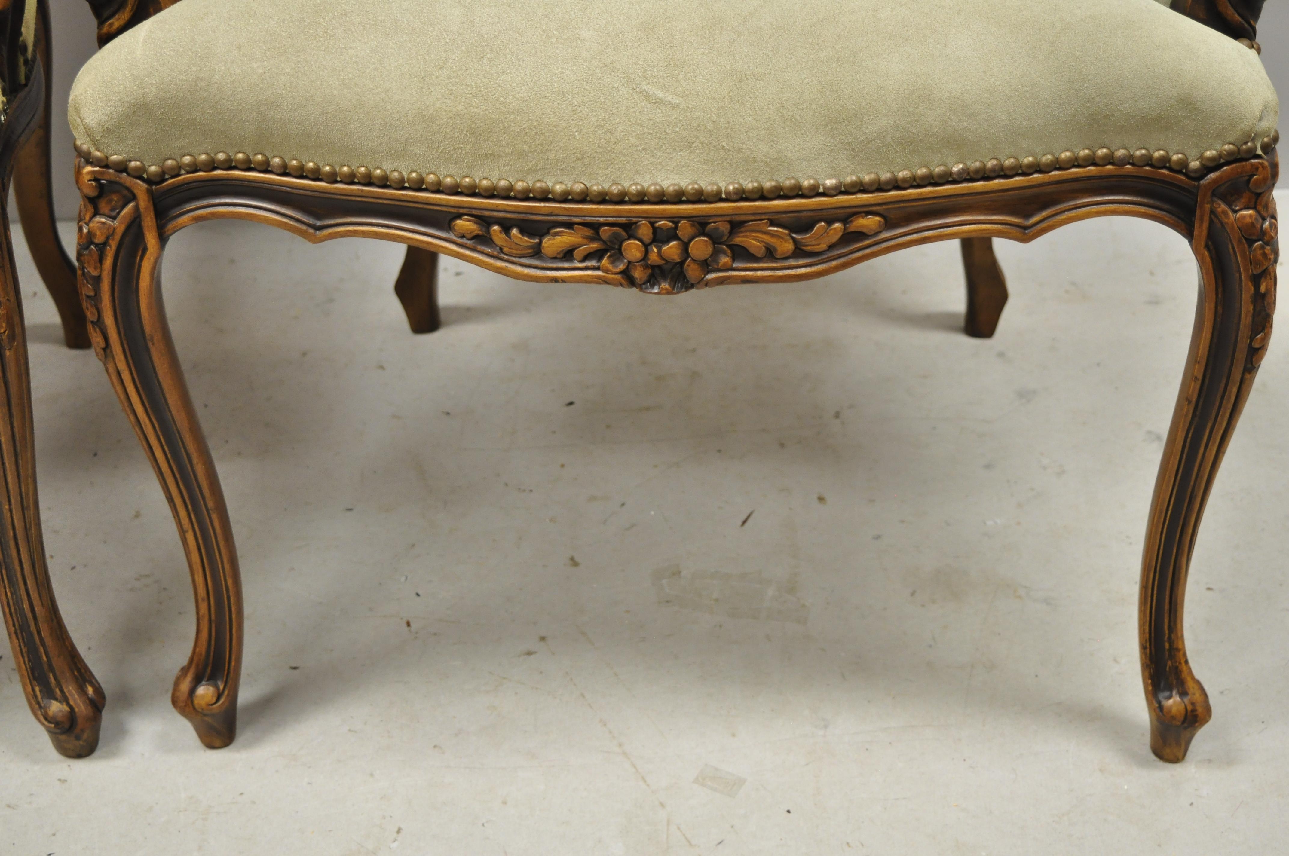 Vintage French Provincial Louis XV Style Italian Armchairs by Chateau D'ax, Pair 2