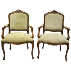 Vintage French Provincial Louis XV Style Italian Armchairs by Chateau D'ax, Pair