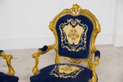 Pair Vintage Gilt Arm Chairs French Salon Fauteuil