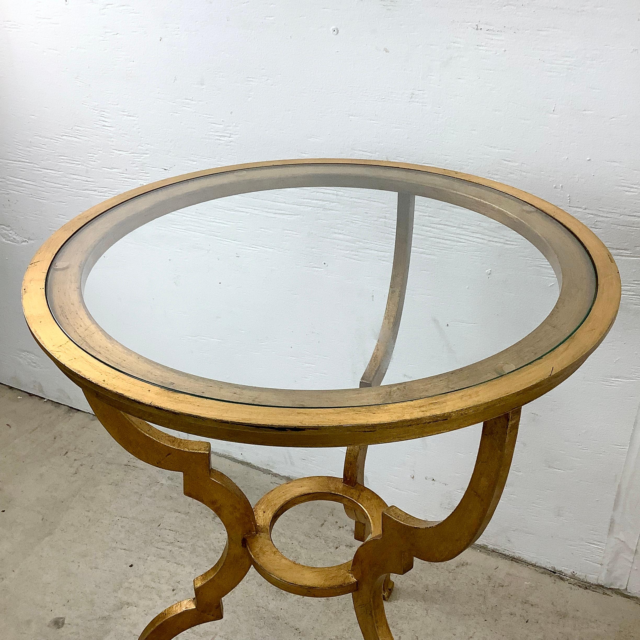 Unknown Pair Vintage Glass Top Gilt Side Tables