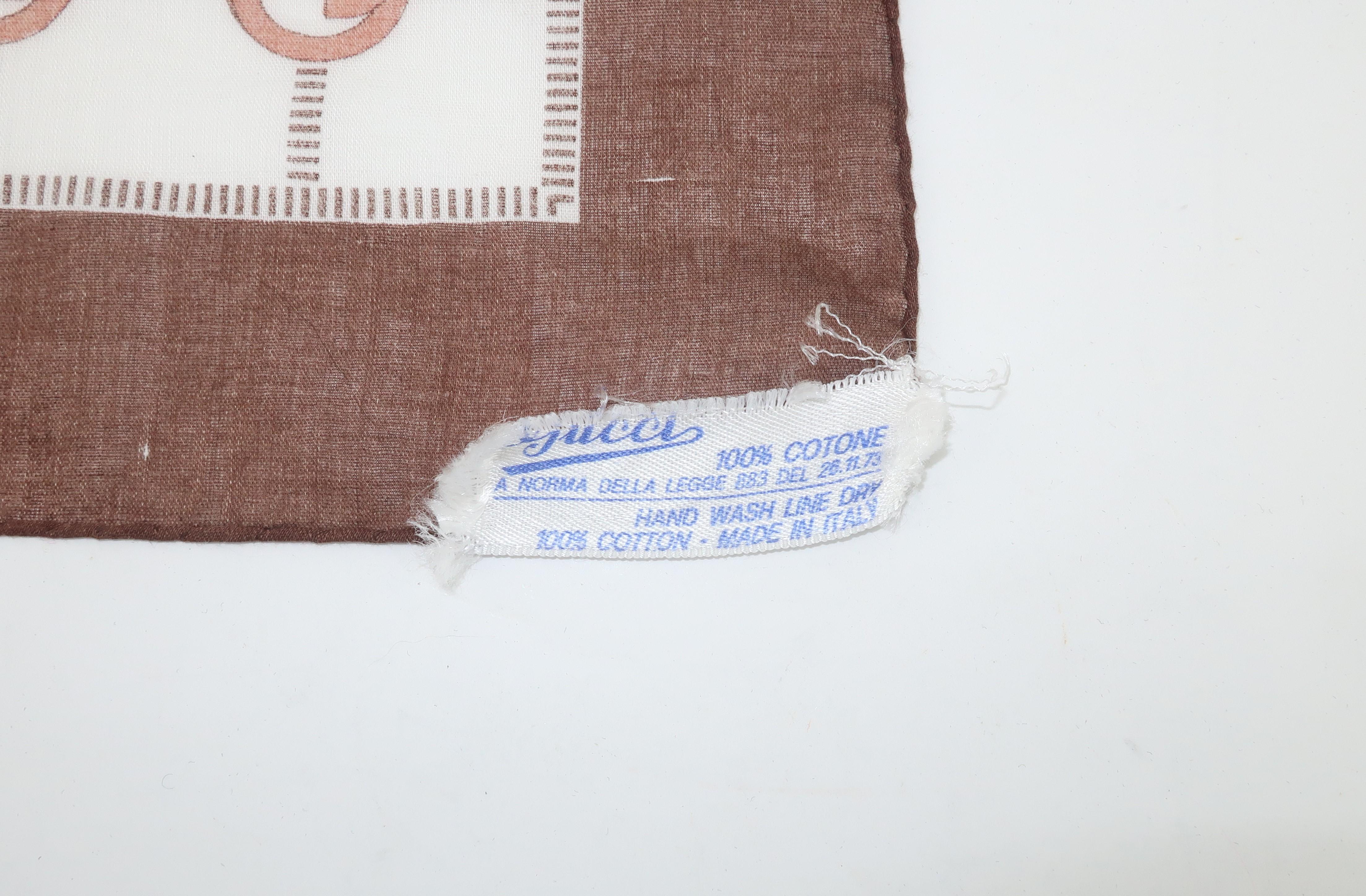 Pair Vintage Gucci Cotton Logo Pocket Square Handkerchief Scarf 2