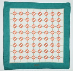 Pair Vintage Gucci Cotton Logo Pocket Square Handkerchief Scarf
