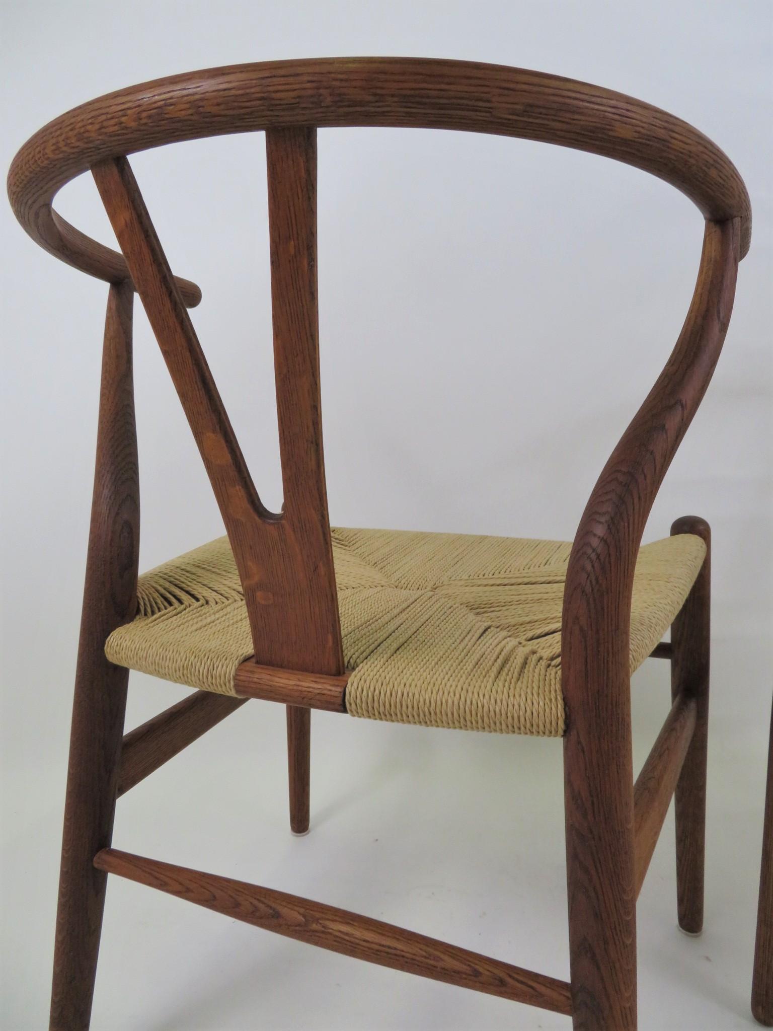 Pair Vintage Hans Wegner CH24 Wishbone Oak Chairs by Carl Hansen Denmark 1960s 1